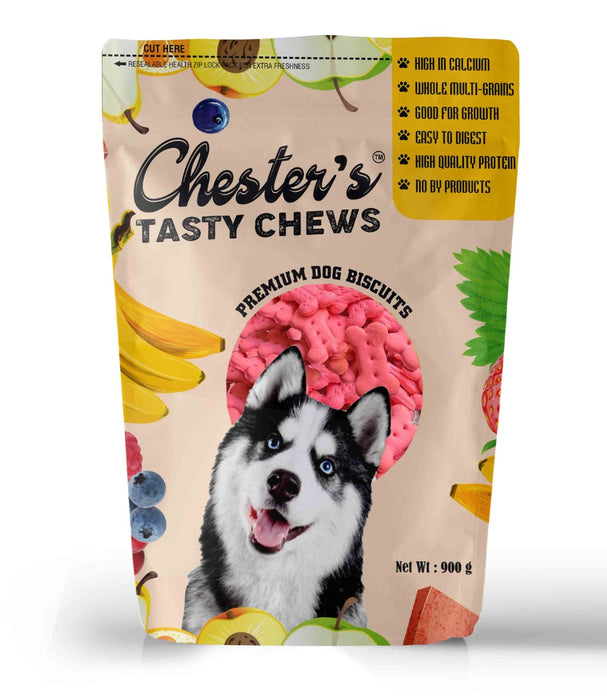 Chester Strawberry & Chicken Dog Biscuit - 900 gm - Pack of 3