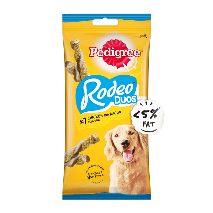Pedigree Rodeoâ„¢ Duos Adult Dog Treat - Chicken & Bacon â€“ 123g Pack (7 Treats)