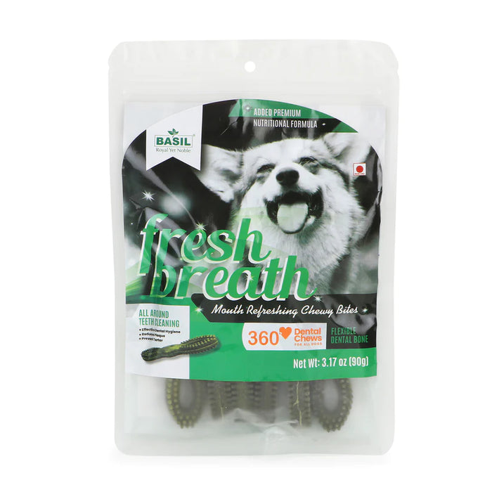 Basil Dog Treats - 360Â° Dental Chew - Fresh Breath (90g)
