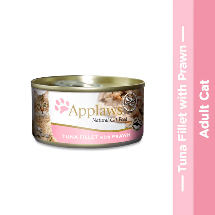 Applaws Wet Cat Food - Tuna Fillet with Prawn (70g x 12 Cans)