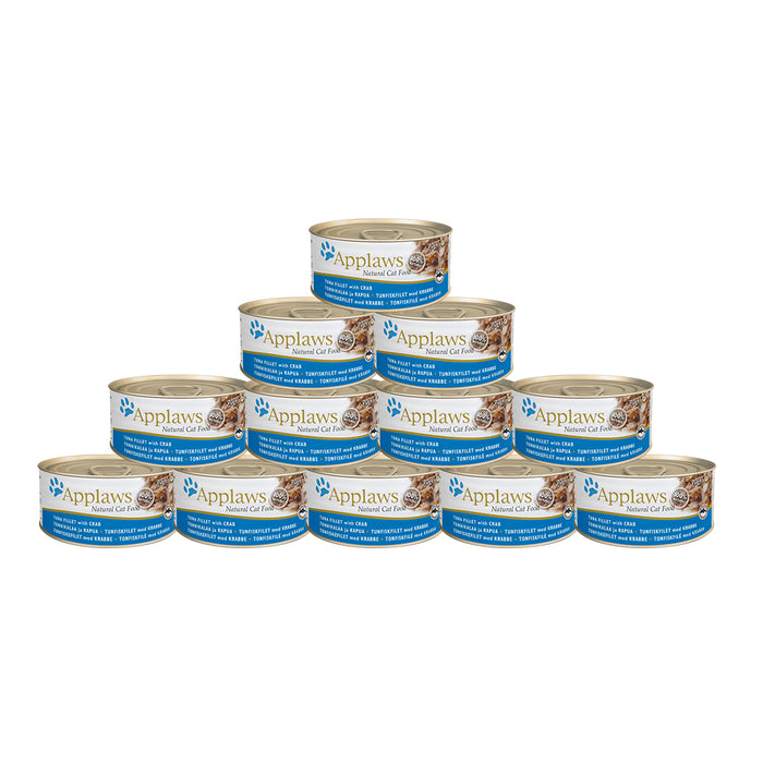 Applaws Wet Cat Food - Tuna Fillet with Crab (70g x 12 Cans)