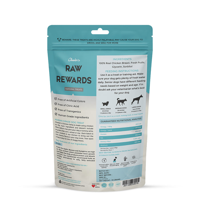 Chesters Raw Rewards Chicken Fruit Rings Dog Treat - 70 gm - Pack of 3