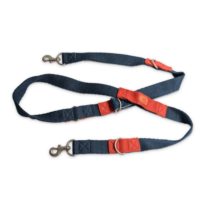 PetWale Multi-function Leash - Blue with red loops