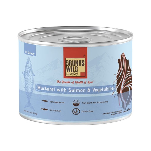 Bruno's Wild Essentials Wet Dog Food - Mackerel with Salmon and Vegetables in Gravy (170g)