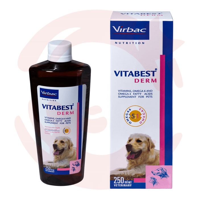 Virbac Supplement for Dogs & Cats - Vitabest Derm Skin & Coat (250ml)