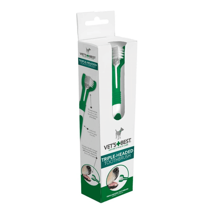 Vet's Best Triple Headed Toothbrush for Dogs - Petsy
