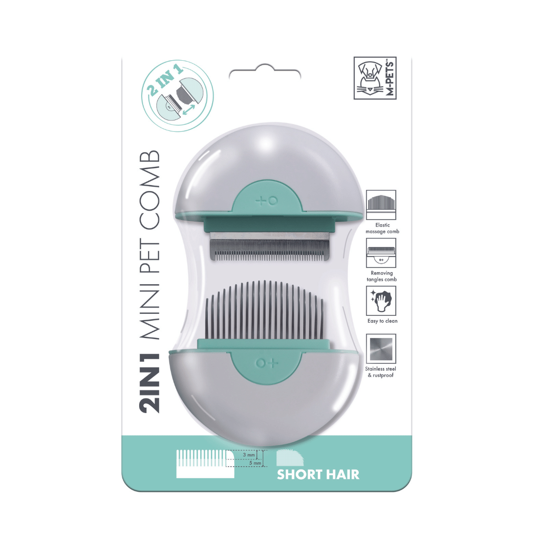 M-Pets 2-in-1 Mini Pet Comb for Short Hair - Green