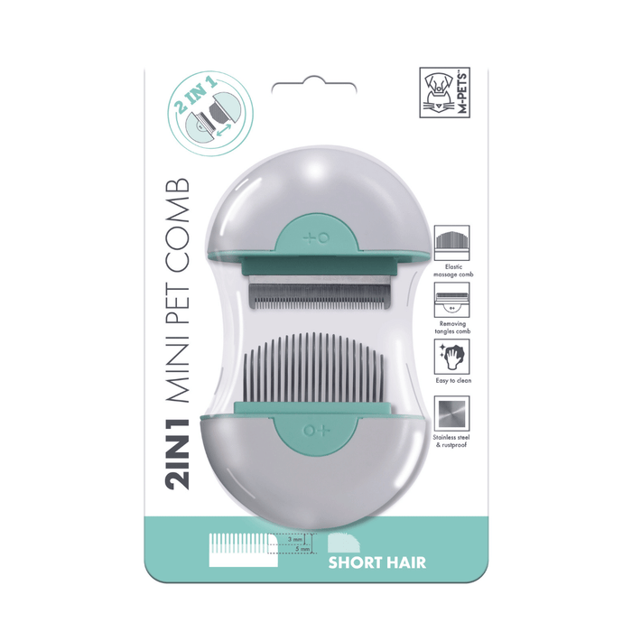 M-Pets 2-in-1 Mini Pet Comb for Short Hair - Green