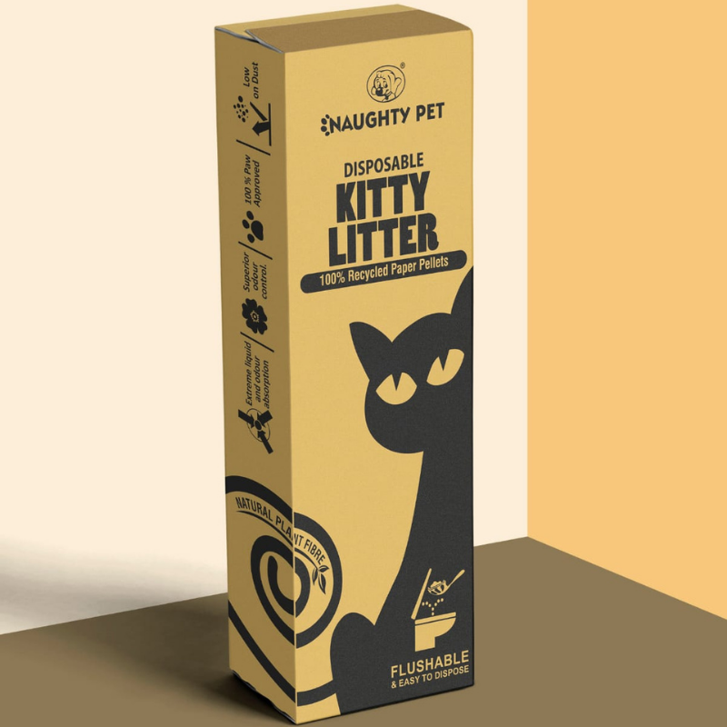 Naughty Pet Recycled Paper Pellets Disposable Kitty Litter (5L)