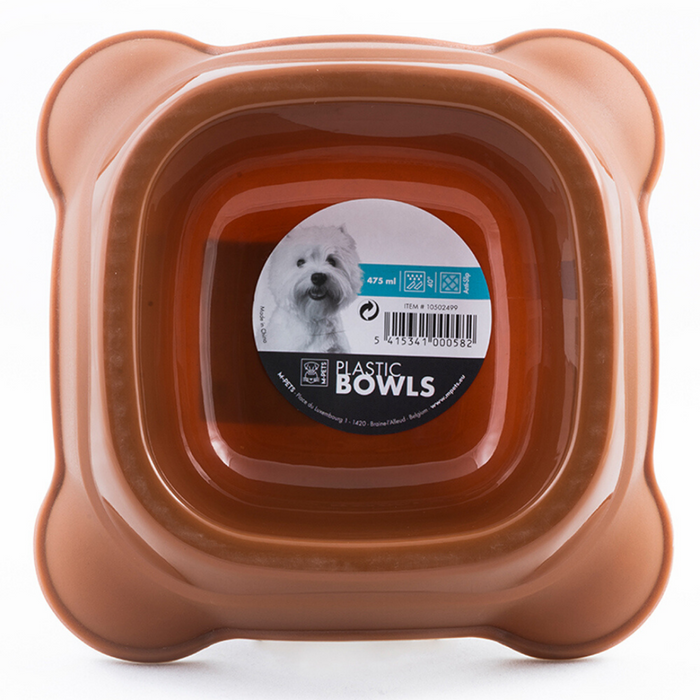 M-Pets Plastic Single Bowl - Brown