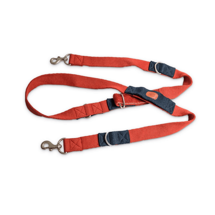 PetWale Multi-function Leash - Red with blue loops