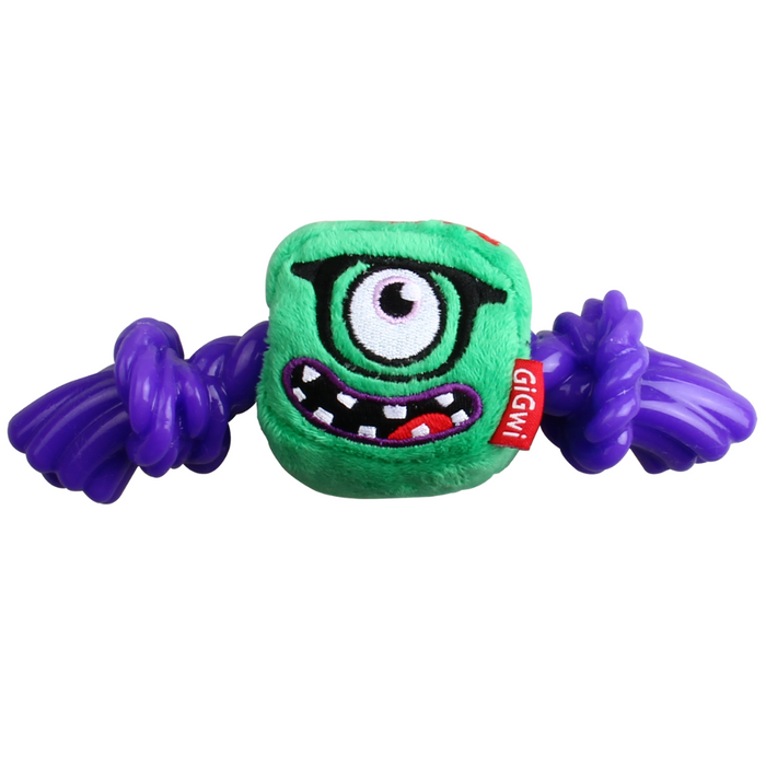Monster Rope with Squeaker - Plush/TPR - Green