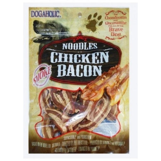 Dogaholic Dog Treats - Noodles Chicken Bacon Strips Smoked (130g)
