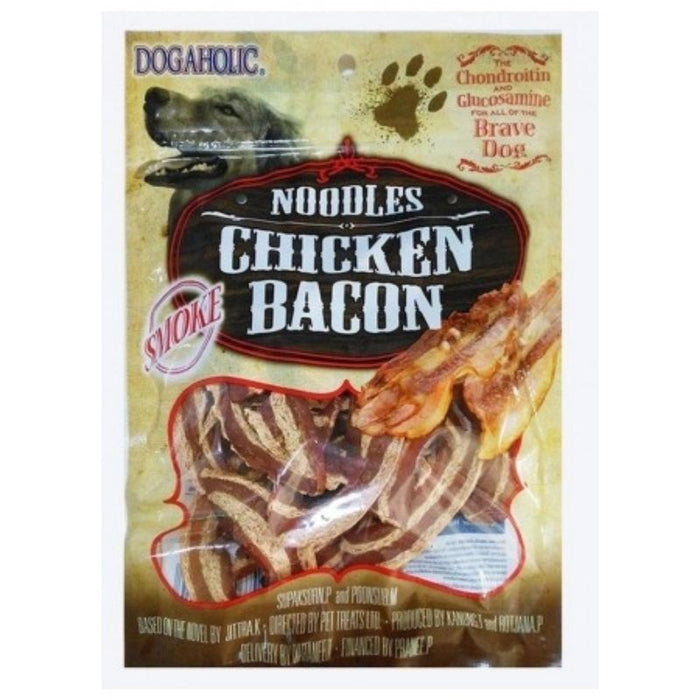 Dogaholic Dog Treats - Noodles Chicken Bacon Strips Smoked (130g)