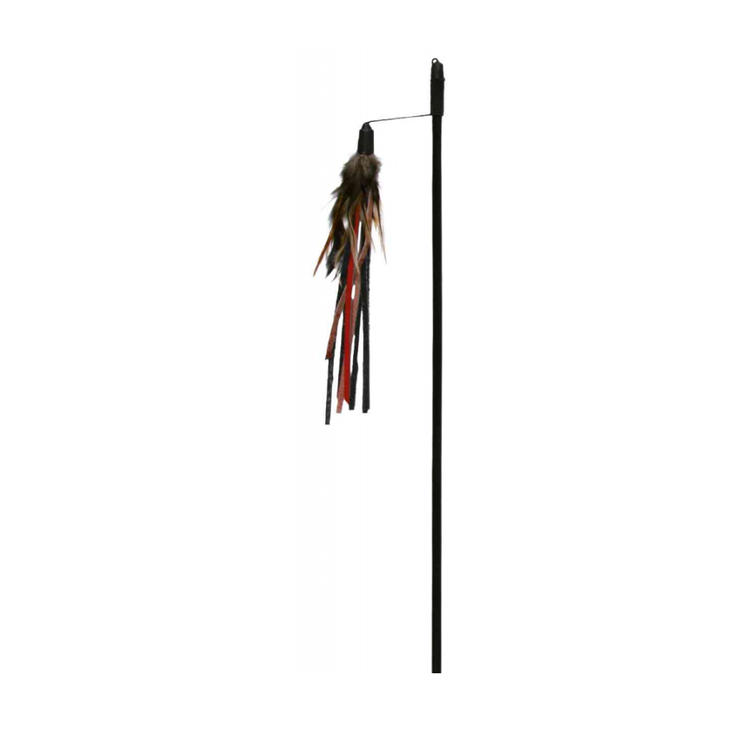 Trixie Cat Toys - Playing Rod With Leather Straps & Feathers