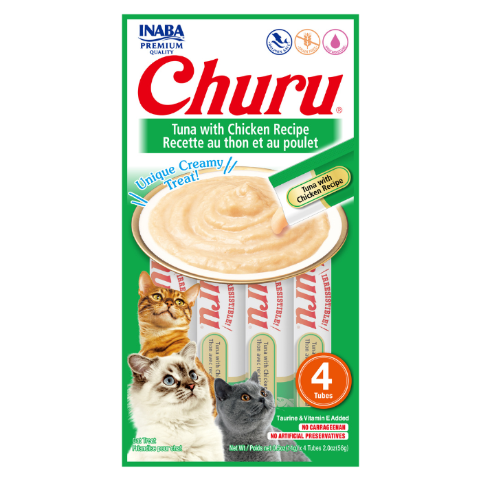 Churu Creamy Cat Treats - Tuna with Chicken (4 sticks x 14g)