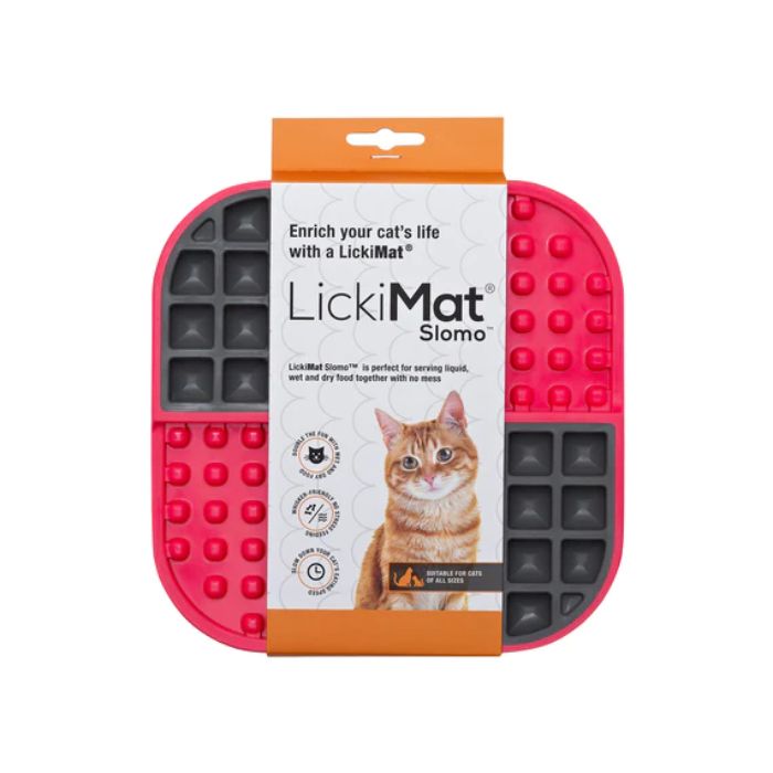 SloMo - LickiMat Slow Feeder for Cats - Improves oral hygiene, protects teeth and gums, and soothes your cat by releasing endorphins.