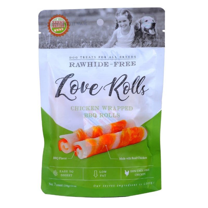 Rena Dog Treats - LOVE Chicken Wrapped Barbeque Rolls - 7 pcs (154g)