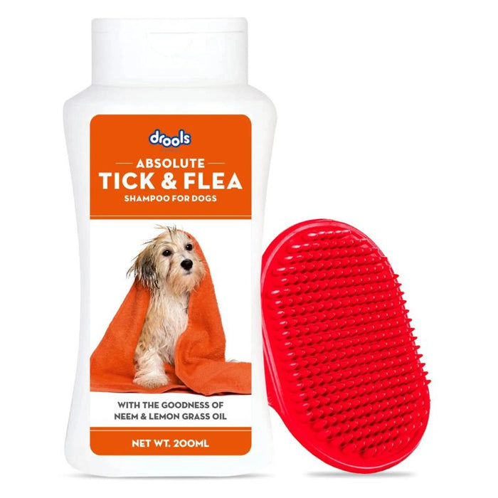 Drools Tick and Flea Repellent Shampoo for Dogs (200ml) (Bathing and Grooming Hand Brush Free)