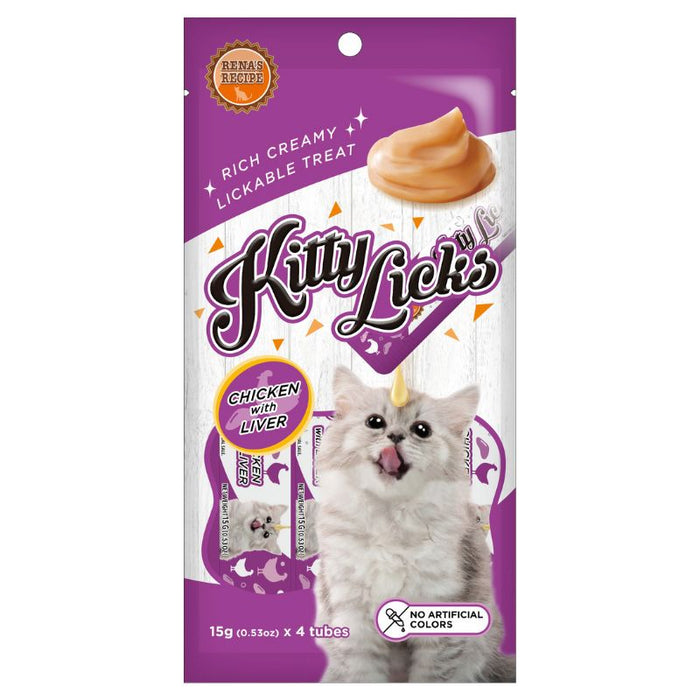 Rena Kitty Licks Cat Treats - Chicken with Liver (15g x 4 tubes)