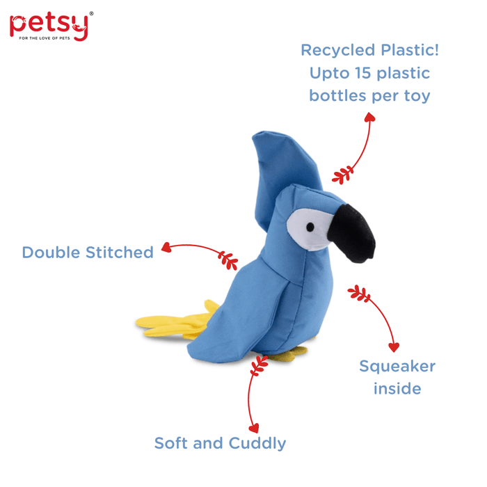 Becopets Dog Toys - Recycled Plastic Toys - Lucy The Parrot