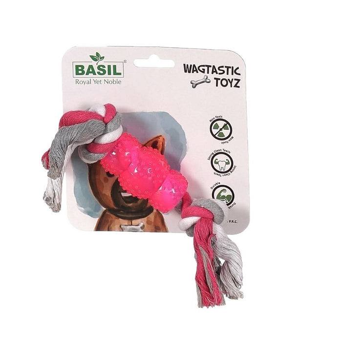 Basil Dog Toys - Cotton Rope with Hard TPR Center