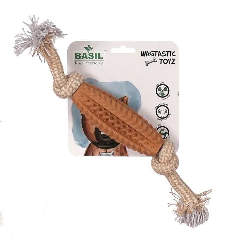 Basil Dog Toys - Jute Rope with TPR Spike Center