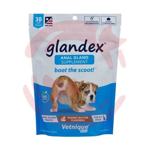 Glandex Anal Gland Supplement for Dogs - Peanut Butter (30 Chews)