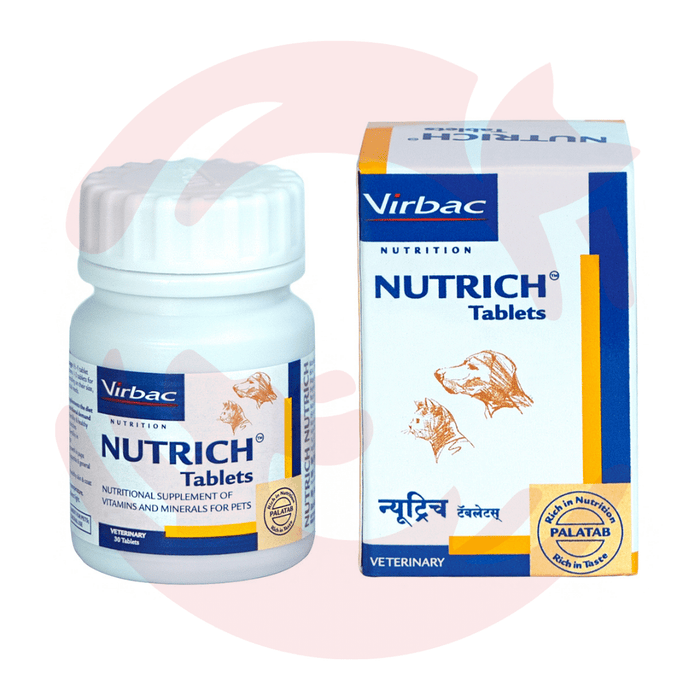 Virbac Supplement for Dogs & Cats - Nutrich Vitamin & Mineral Support (30 tabs)