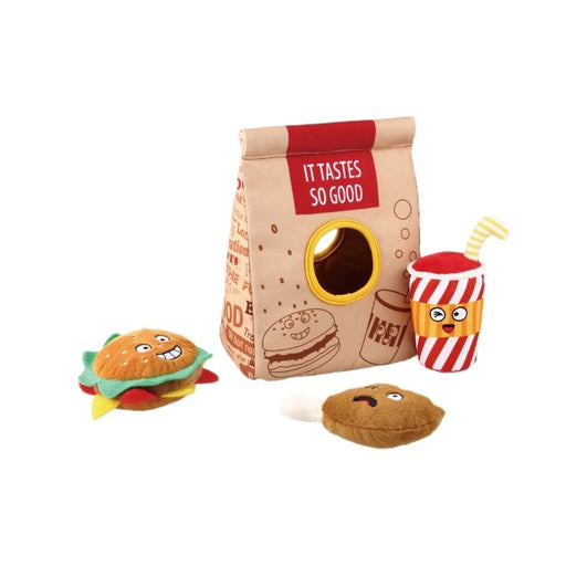 GiGwi Dog Toys - Hide N' Seek Fast Food Bag with Plush Toys Inside