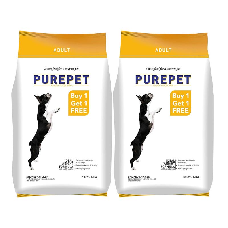 Purepet Dry Dog Food - Smoked Chicken - Buy 1 Get 1 Free (1.1kg x 2)