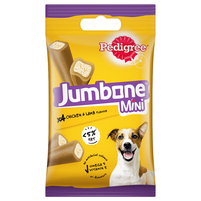 Pedigree Jumbone Mini Adult Dog Treat, Chicken & Lamb – 160g Pack (4 Treats)