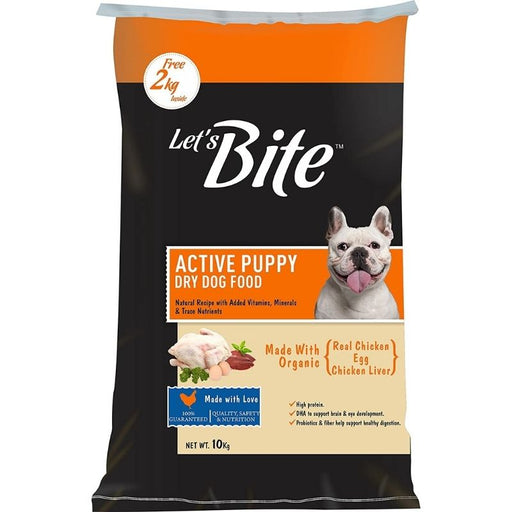 Let's Bite Dry Food for Active Puppies (10kg + 2kg Extra Free Inside!)