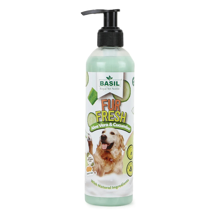 Basil Fur Fresh Deep Cleansing Vegan Shampoo For Dogs - Aloe Vera And Cucumber (300 ml)