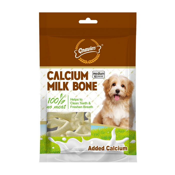 Gnawlers Dog Treats - Calcium Milk Bone (Medium Bone Treats)