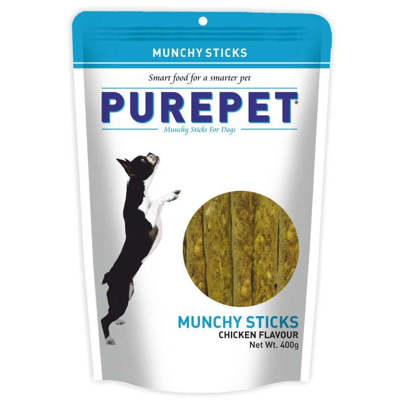 Purepet Dog Treats - Munchy Sticks - Chicken Flavour (400g)