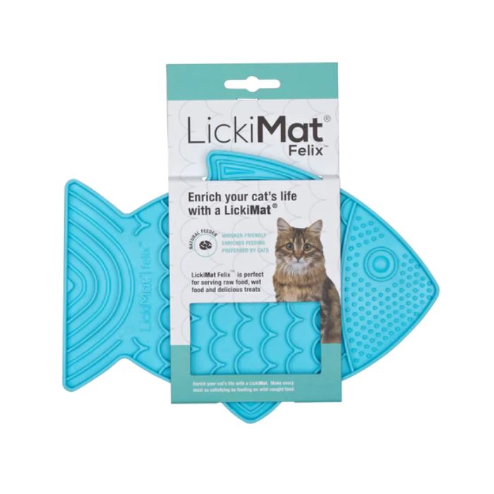 Felix - LickiMat Fish Shaped Slow Feeder for Cats - The ideal feeding surface for your cat to feed naturally.