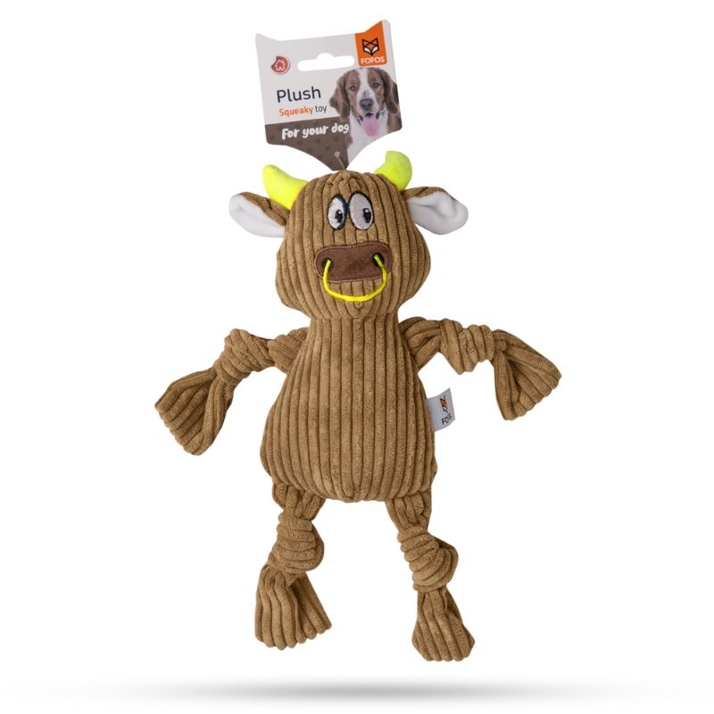 FOFOS Dog Toys - Fluffy Cow Brown