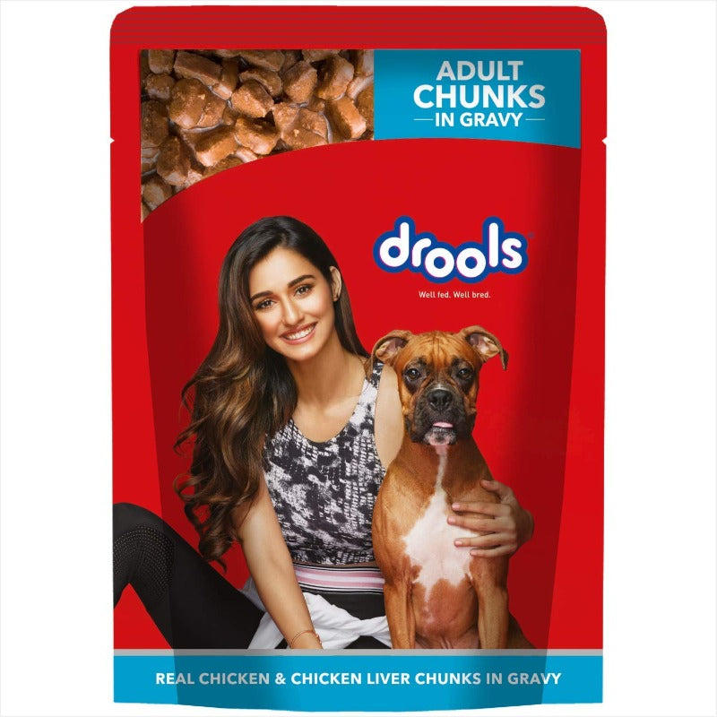 Drools Wet Dog Food - Real Chicken and Chicken Liver Chunks in Gravy