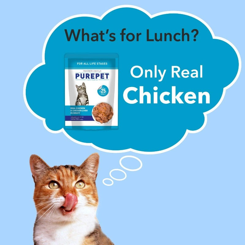 Purepet Wet Cat Food for All Lifestages - Real Chicken and Chicken Liver in Gravy