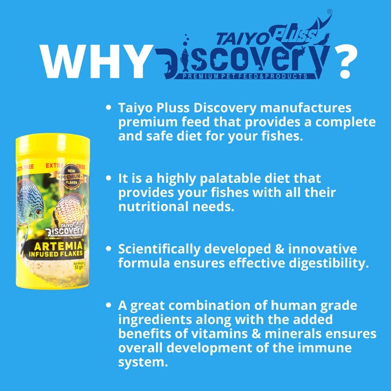 Taiyo Pluss Discovery Fish Food - Artemia Infused Flakes