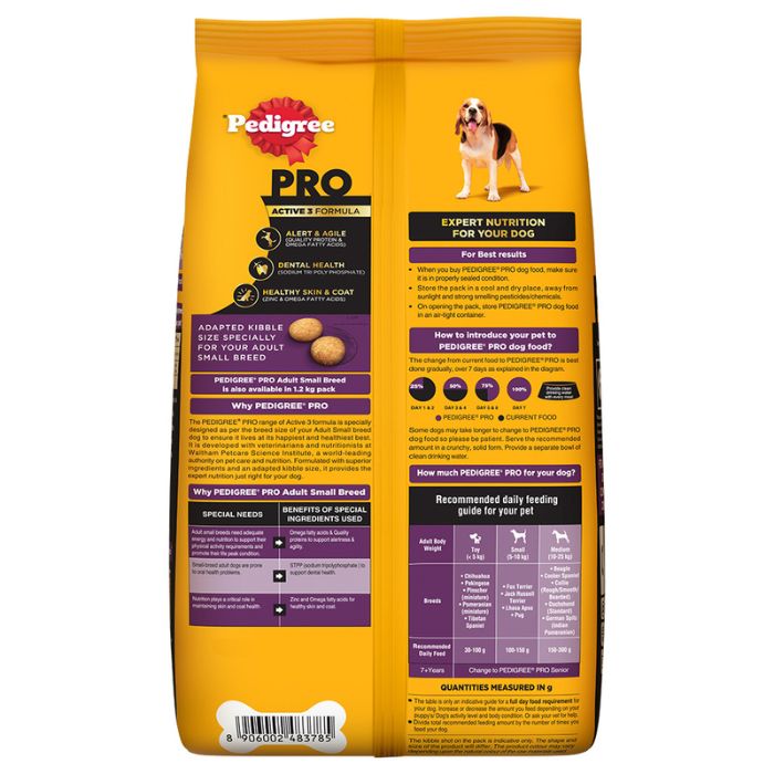 Pedigree PRO Dry Dog Food -  Adult Small Breed Dogs (9+ Months)