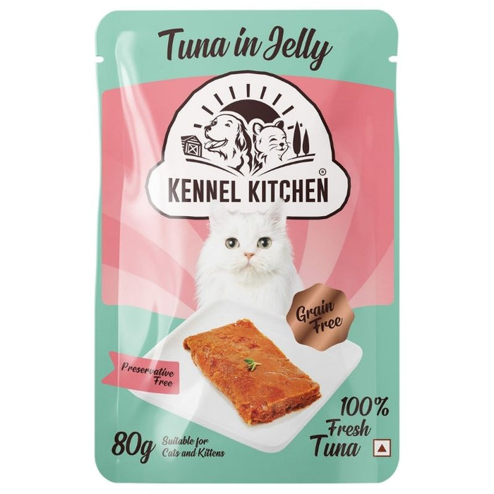 Kennel Kitchen Wet Cat Food For Kittens and Adult Cats - Tuna In Jelly (Pack of 12 x 80g Pouches)