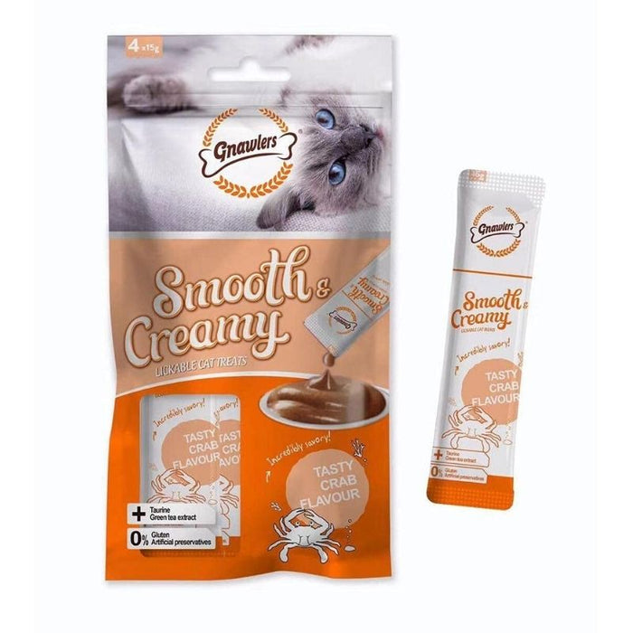 Gnawlers Creamy Cat Treats - Crab Flavour (4 x 15g Pouch)