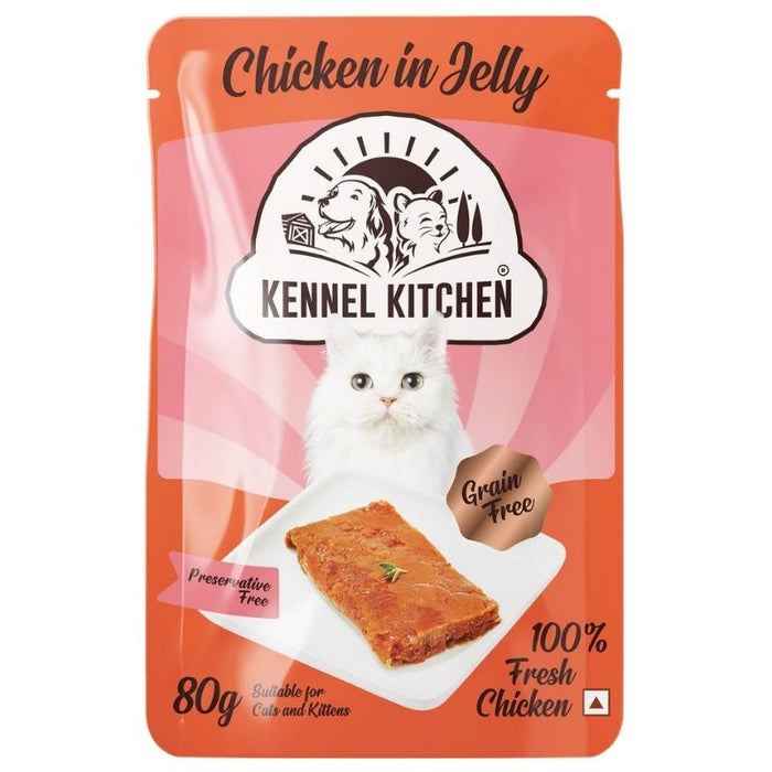 Kennel Kitchen Wet Cat Food - Chicken in Jelly (Pack of 12 x 80g Pouches)