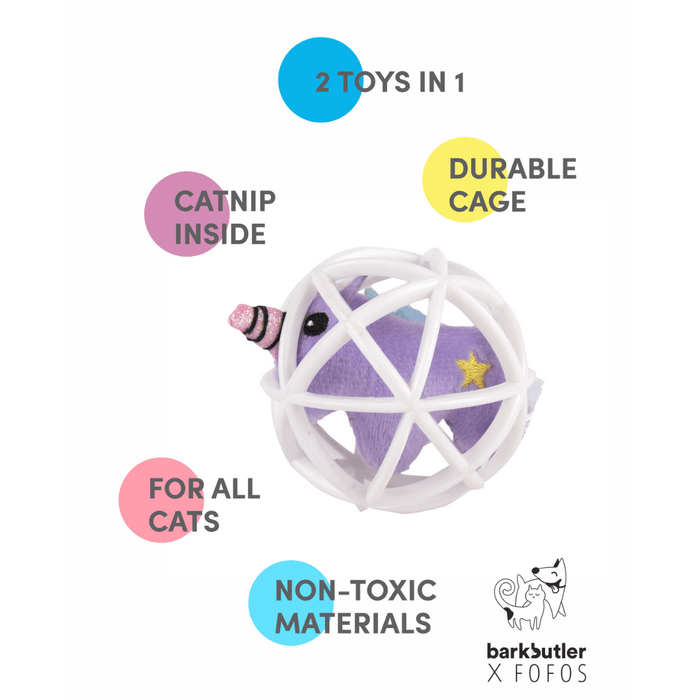 FOFOS Cat Toy - Organic Catnip Unicorn In A Cage