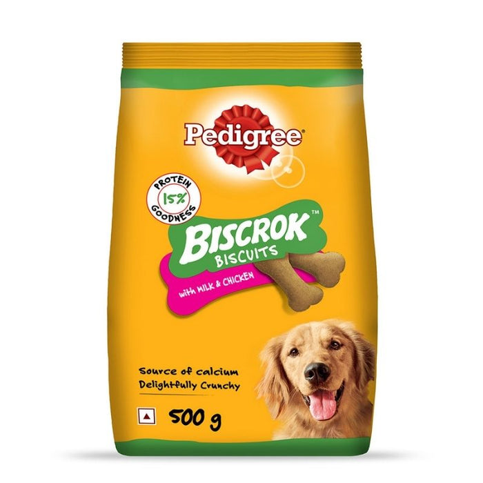 Pedigree Biscrok Biscuits Dog Treats (Above 4 Months), Milk and Chicken Flavor