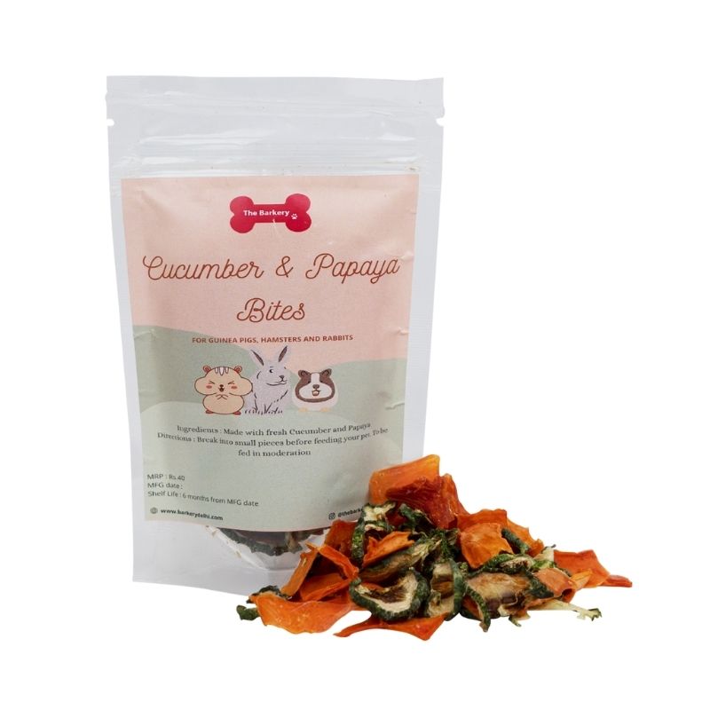 The Barkery by NV Treats for Guinea Pigs, Rabbits & Hamsters - Cucumber & Papaya Bites (20g)