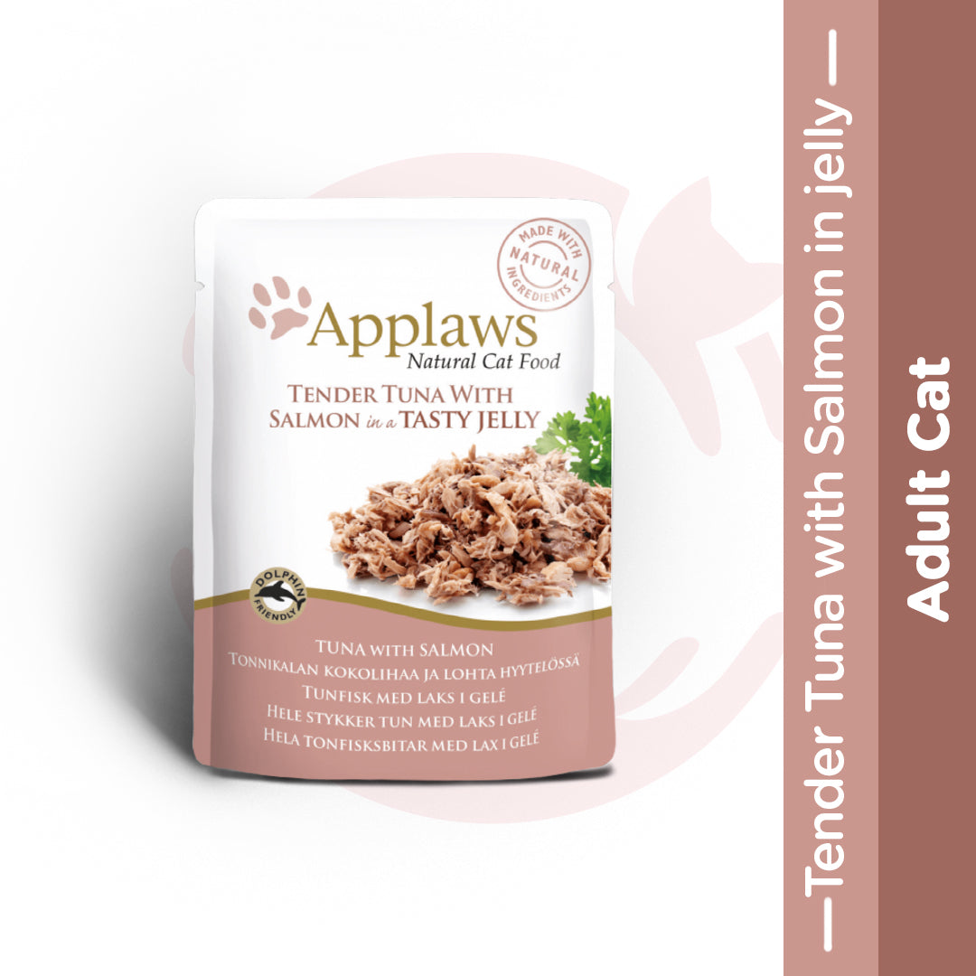 Applaws Wet Cat Food - Tender Tuna with Salmon in Jelly (70g x 16 Pouches)