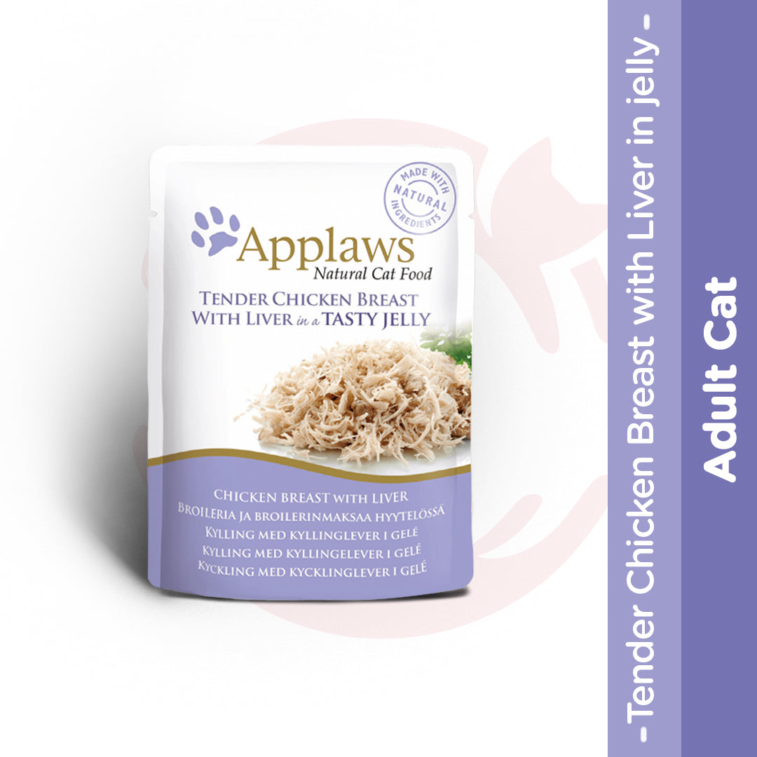Applaws Wet Cat Food - Tender Chicken Breast with Liver in Jelly (70g x 16 Pouches)